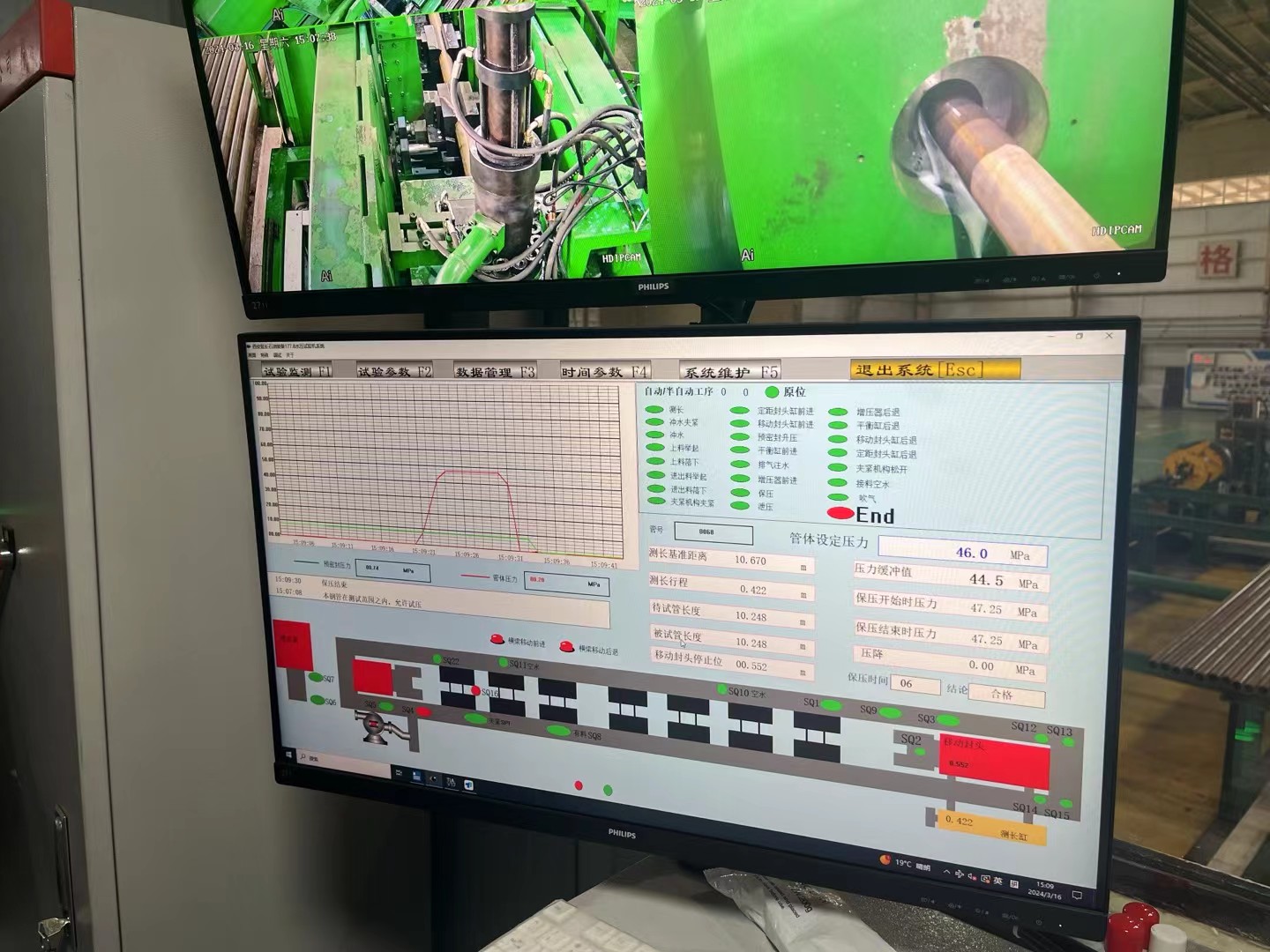 pipe hydro testing machine pressure curve PLC display